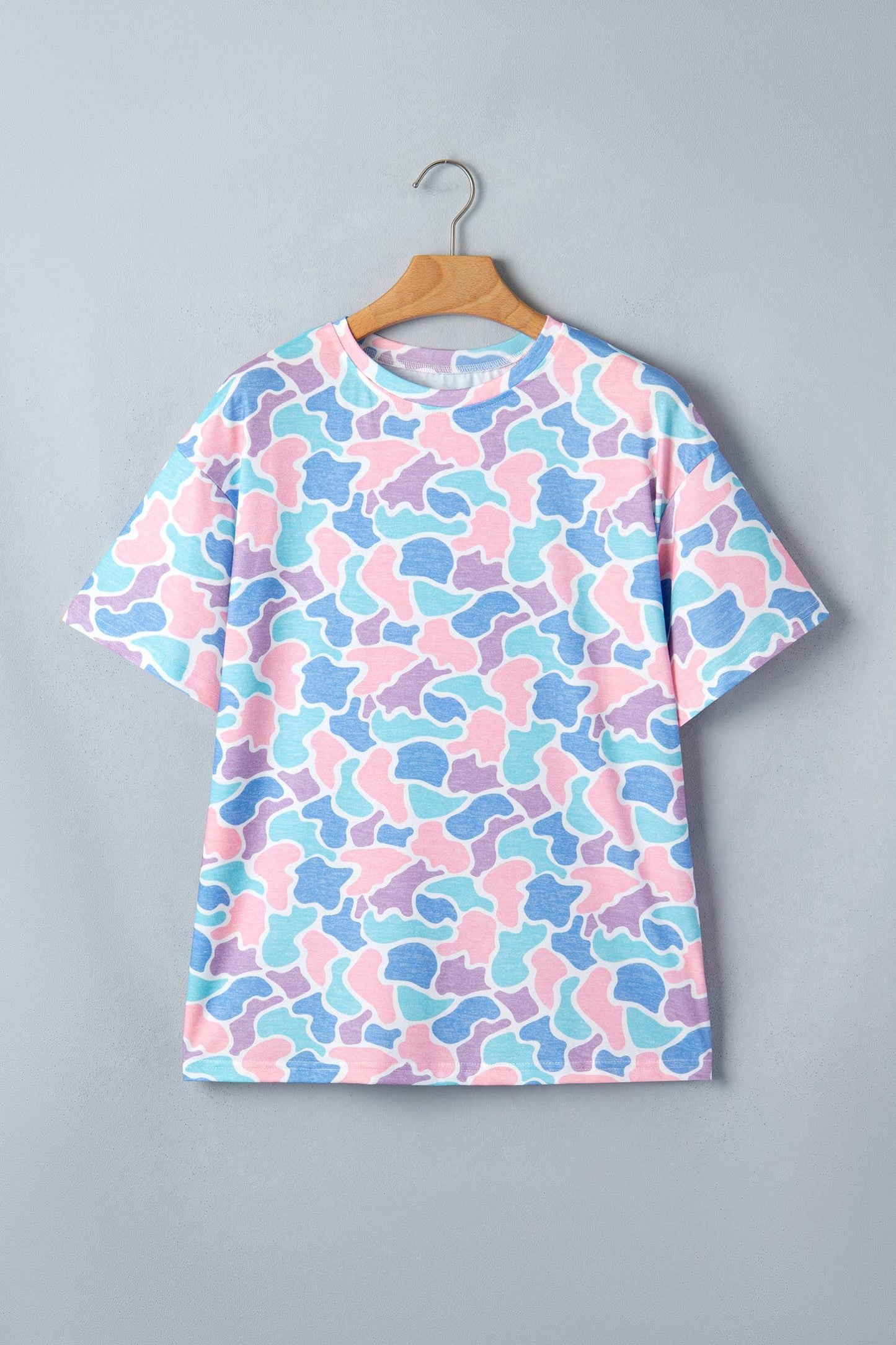 Camouflage Print Preppy Fashion Tunic Tee (S-XL)