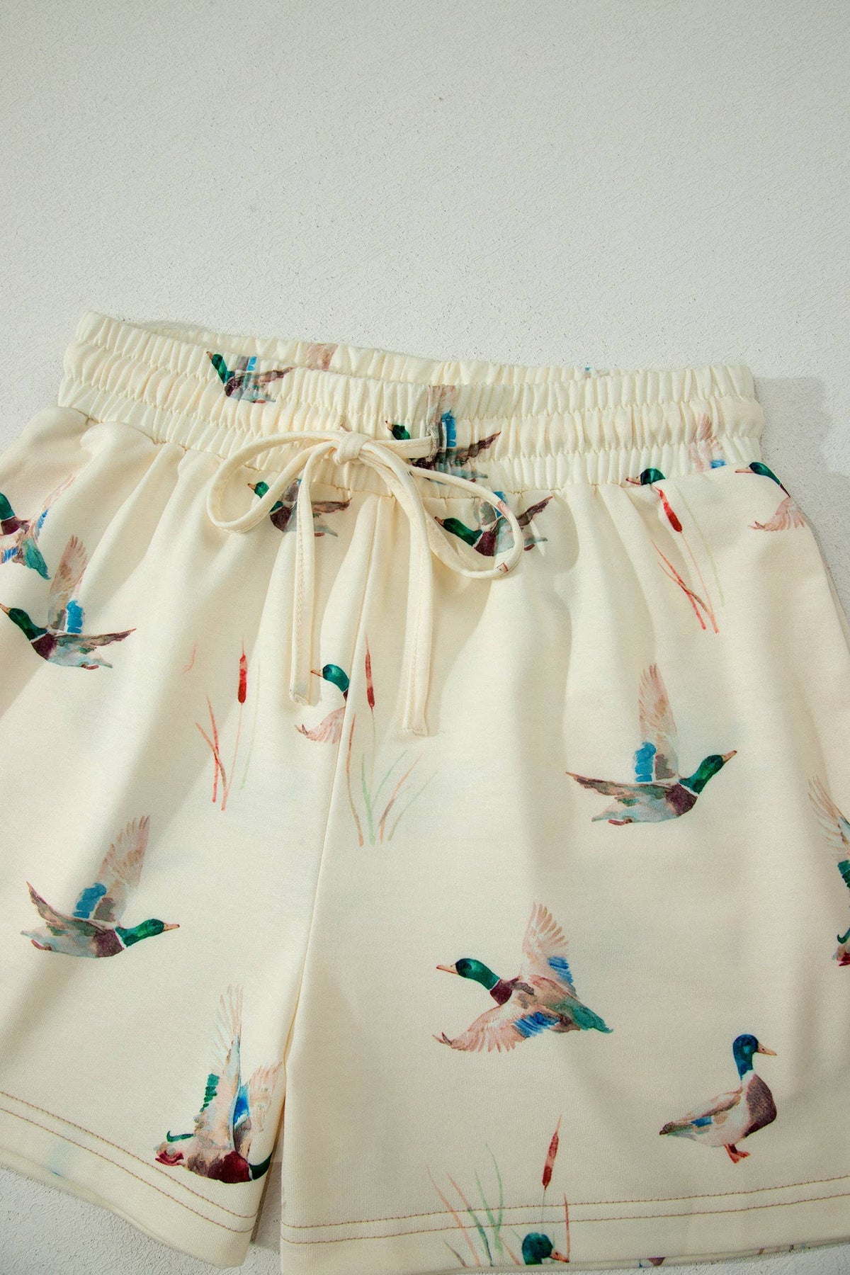 Mallard Duck Print Oversized Tee Drawstring Short Set (S-XL)