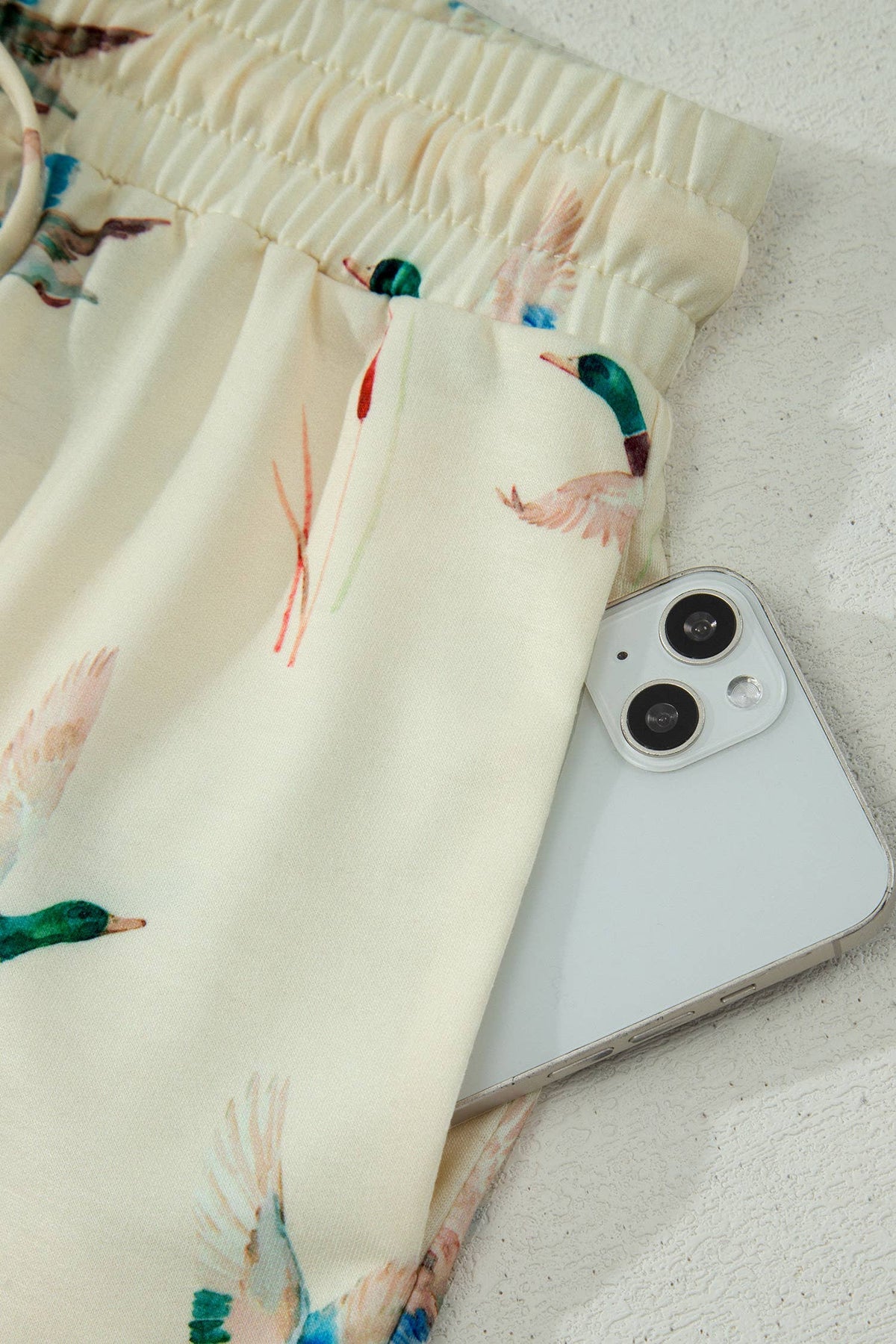 Mallard Duck Print Oversized Tee Drawstring Short Set (S-XL)