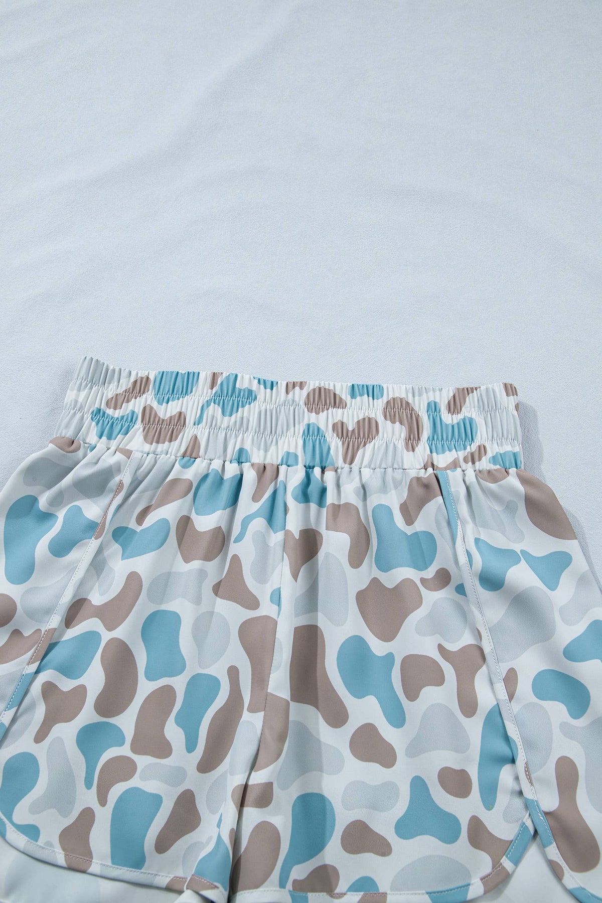 66 Plus Camo Shirred High Waist Athleisure Shorts (S-4X)