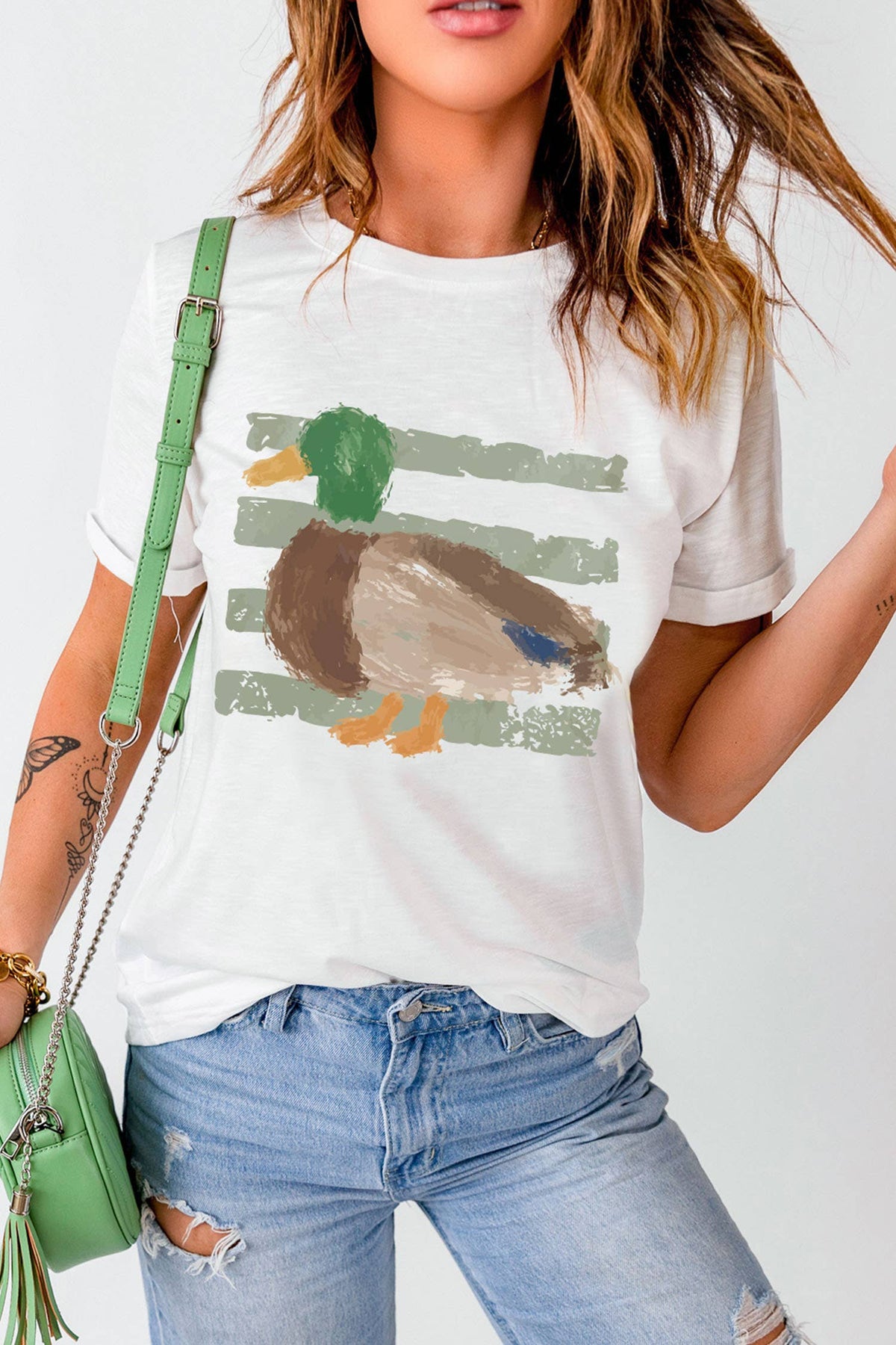 Mallard Duck Graffiti Print Casual Graphic Tee (S-3XL)