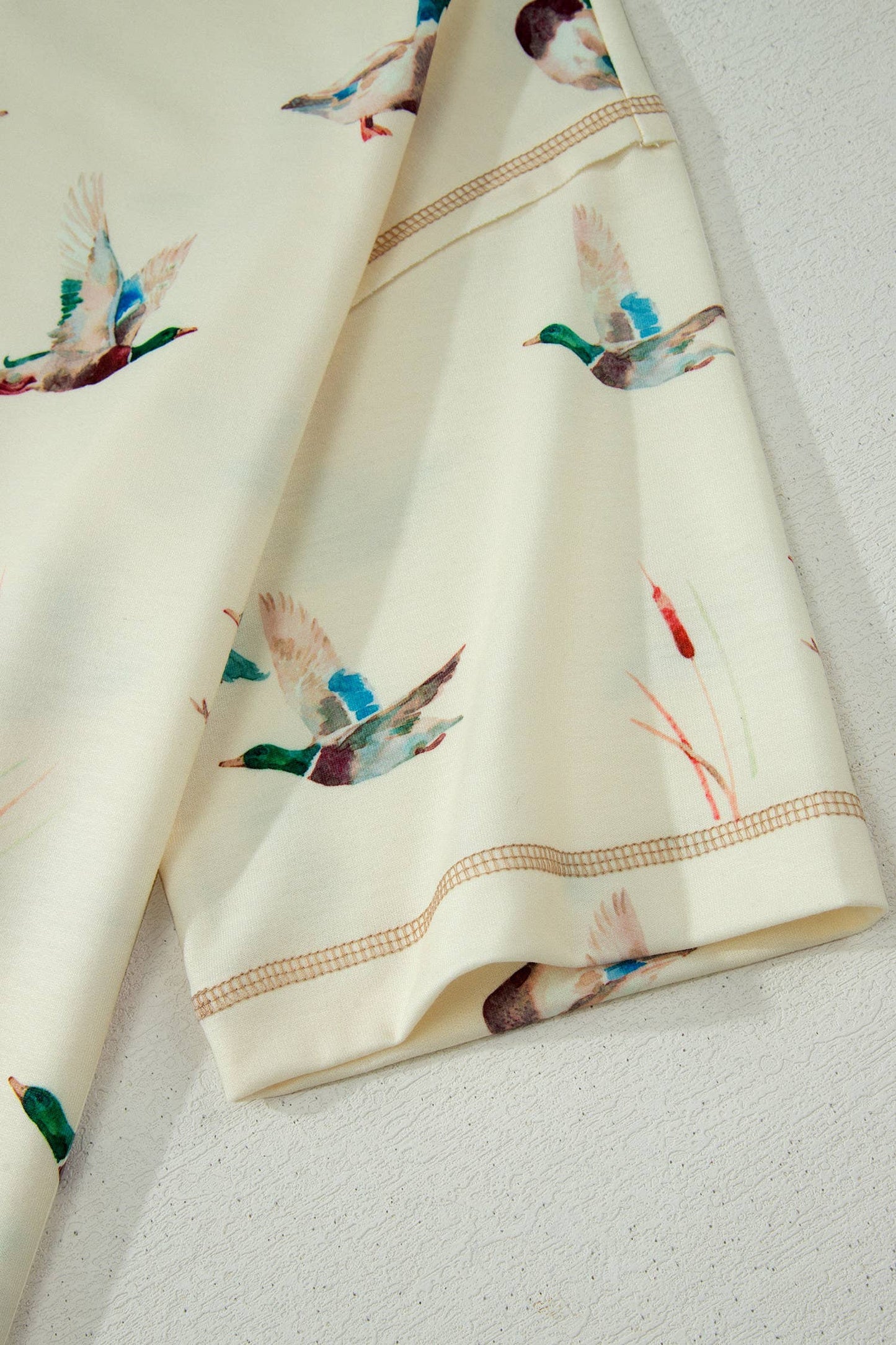 Mallard Duck Print Oversized Tee Drawstring Short Set (S-XL)