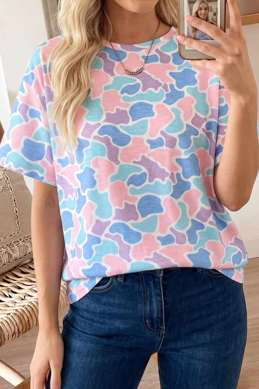 Camouflage Print Preppy Fashion Tunic Tee (S-XL)