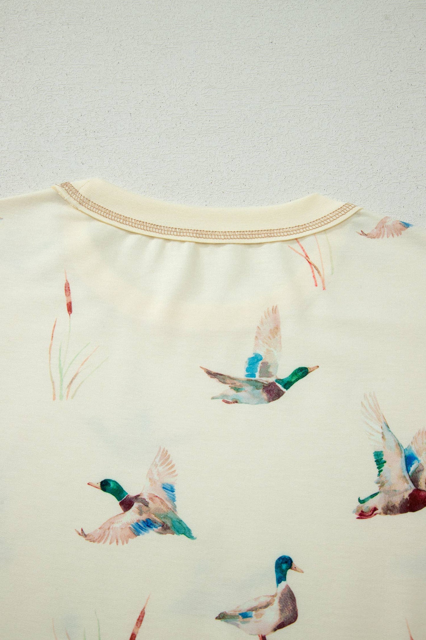 Mallard Duck Print Oversized Tee Drawstring Short Set (S-XL)