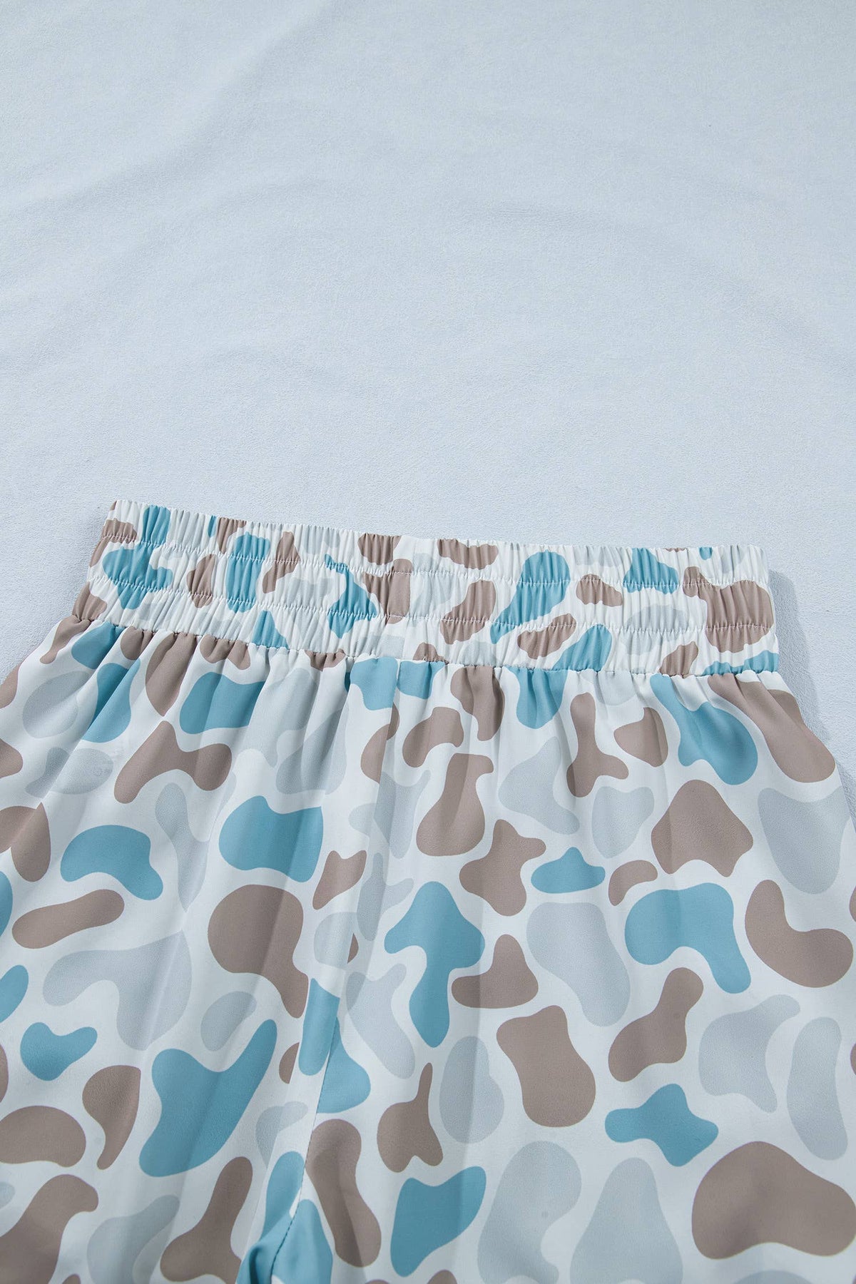 66 Plus Camo Shirred High Waist Athleisure Shorts (S-4X)