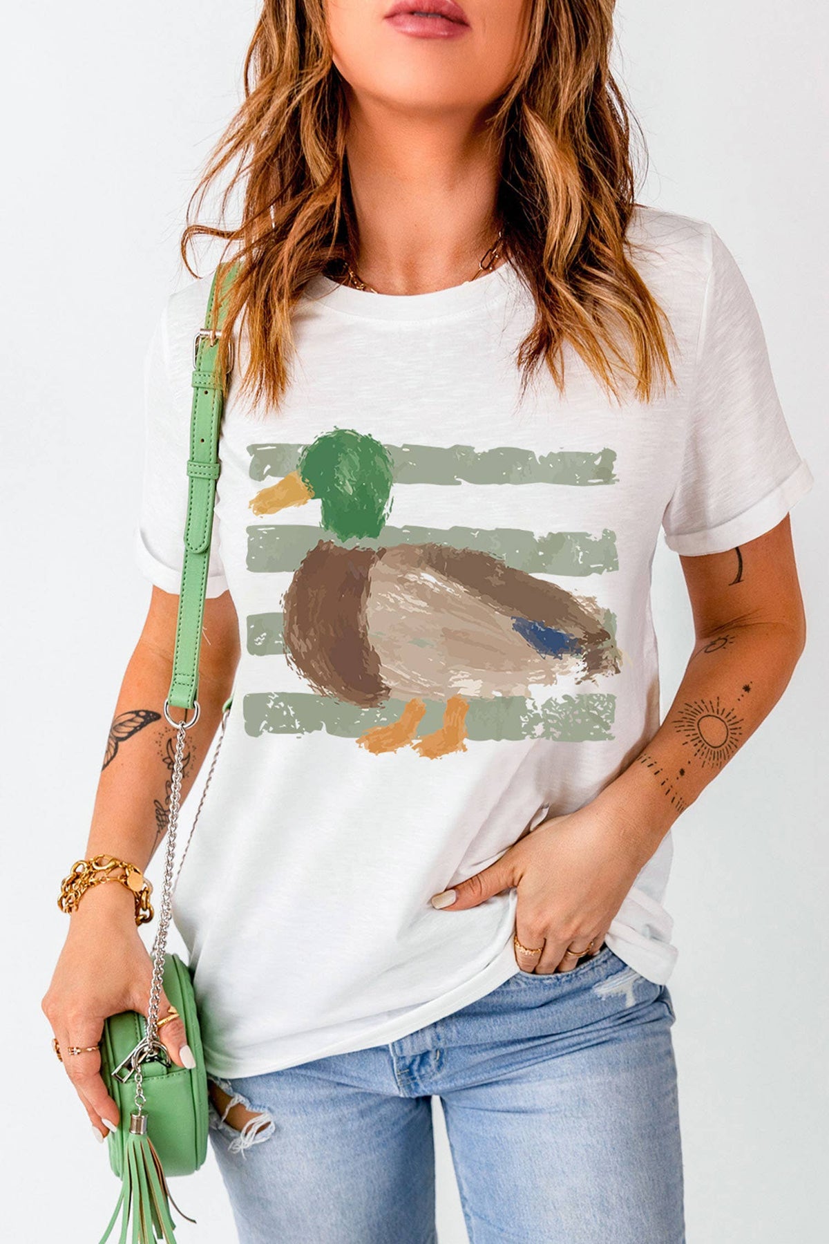 Mallard Duck Graffiti Print Casual Graphic Tee (S-3XL)