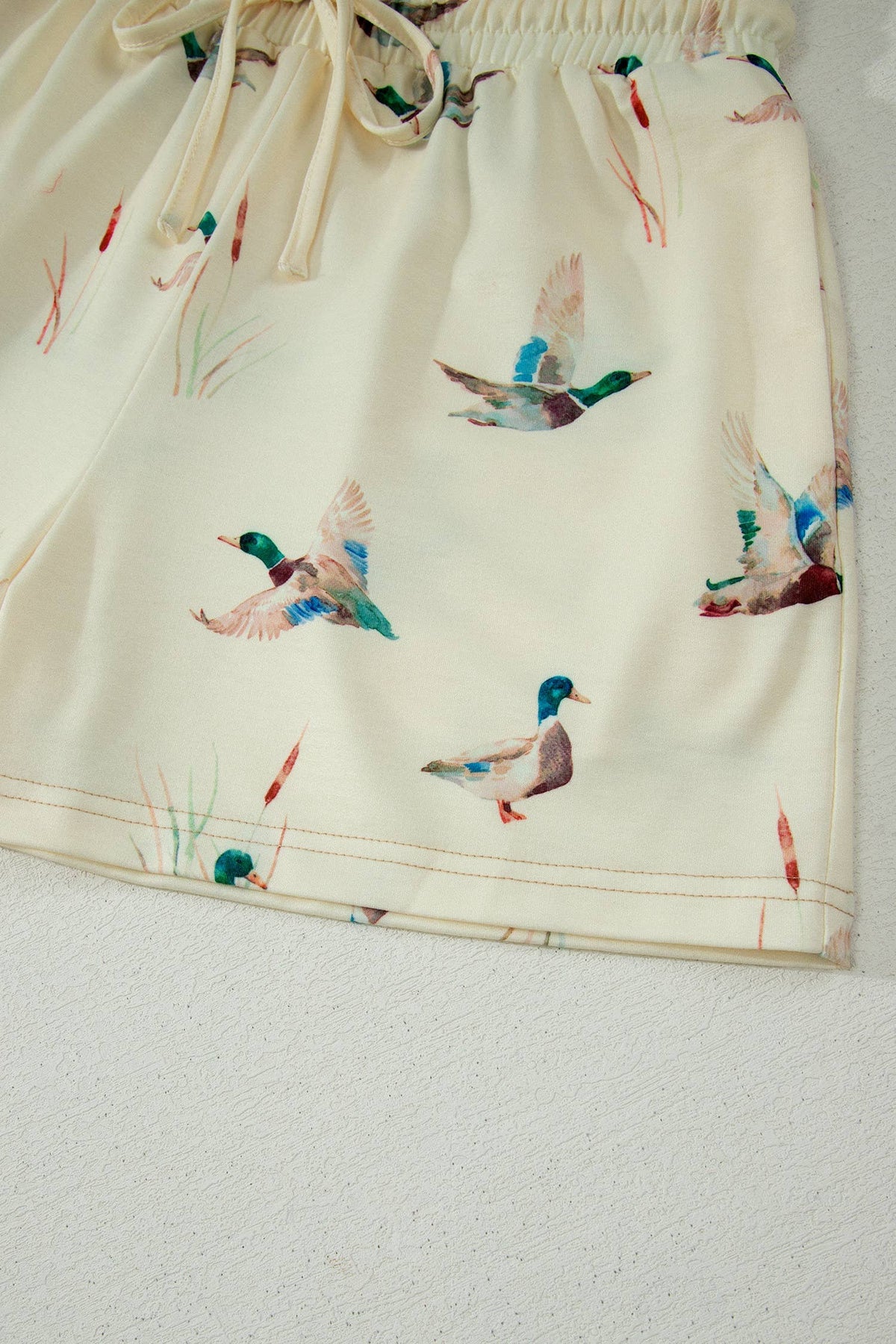 Mallard Duck Print Oversized Tee Drawstring Short Set (S-XL)
